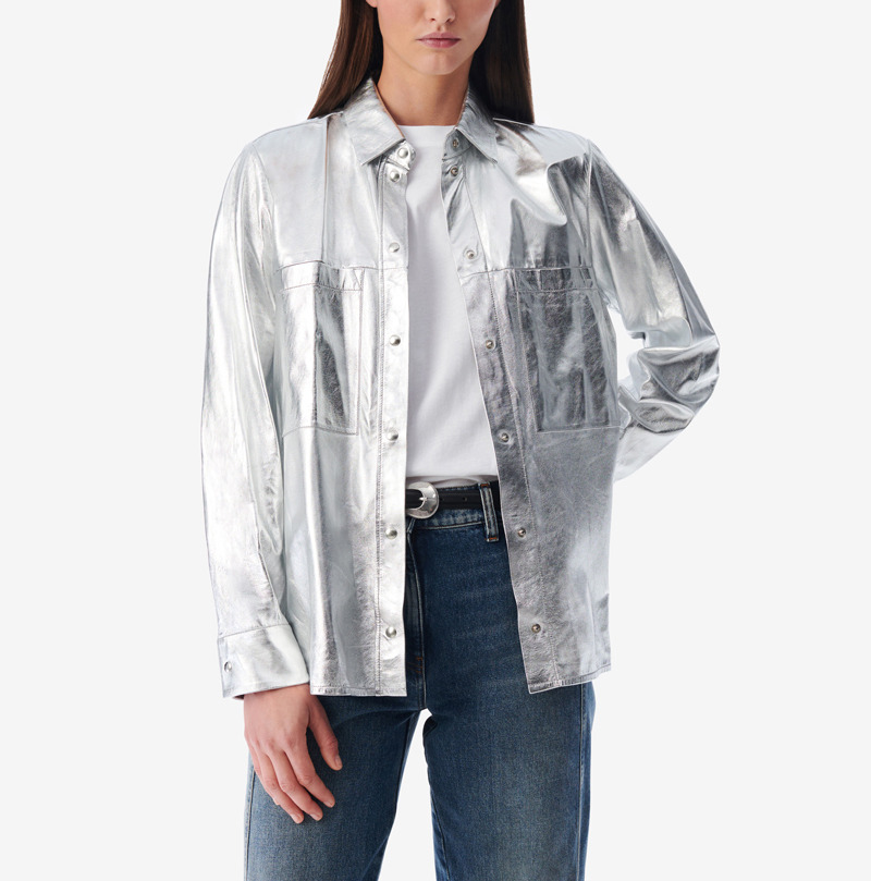 Surchemise En Cuir Argenté Nazil