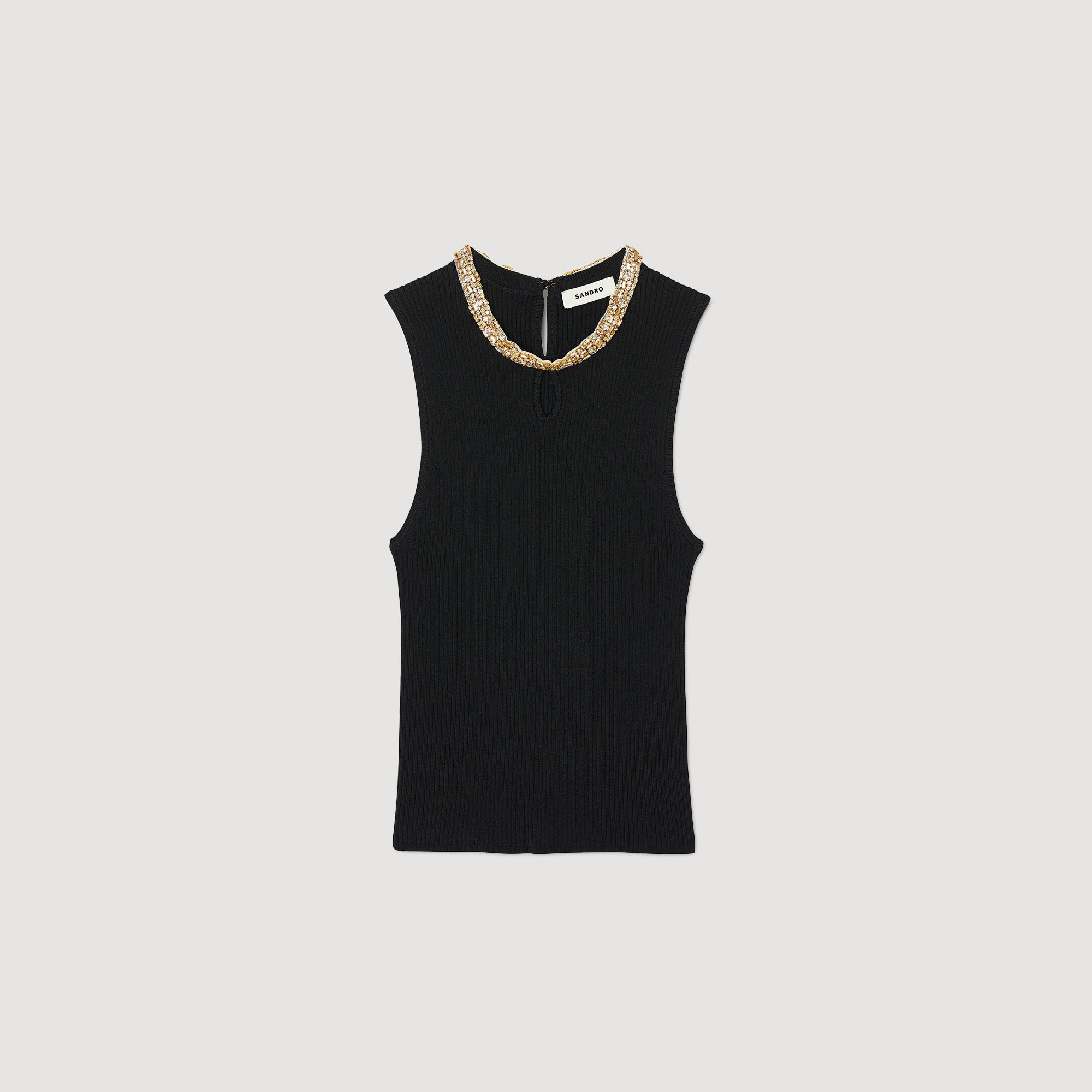 Débardeur en maille col bijoux