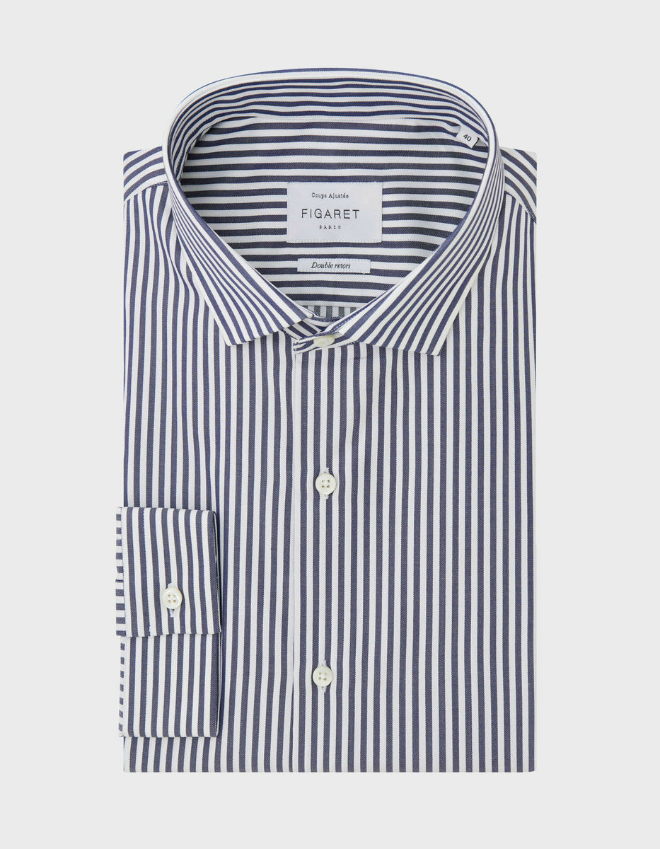 Chemise Ajustée rayée marine