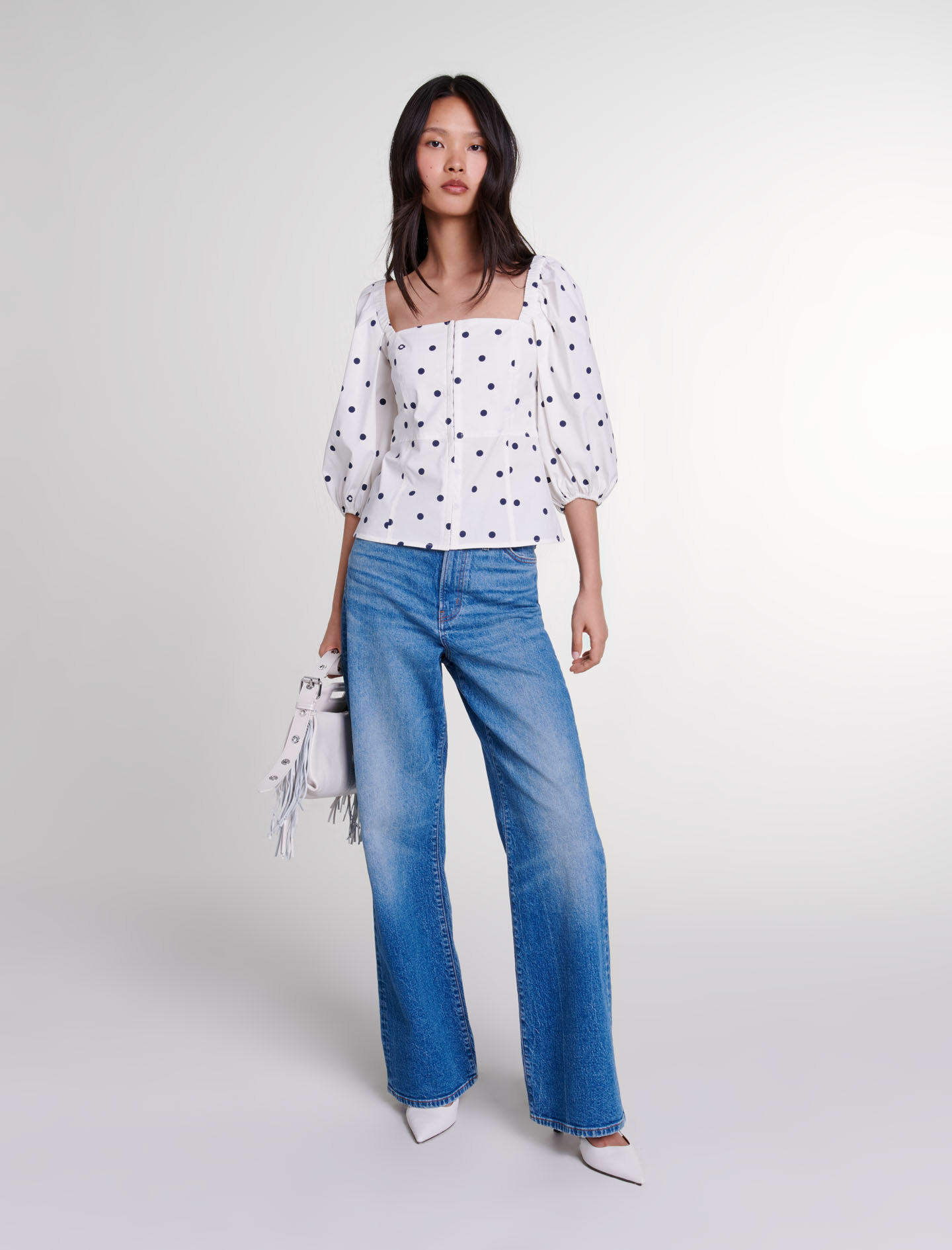 Top à manches bouffantes