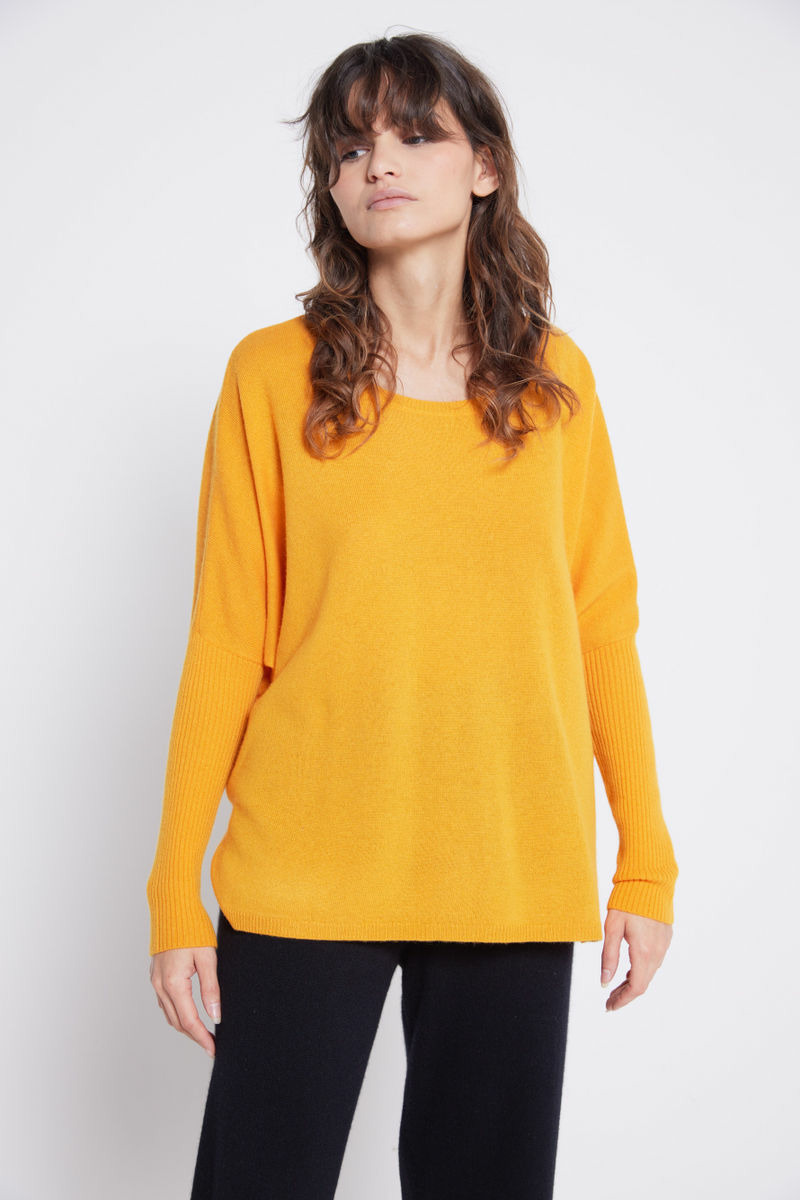 Pull poncho cachemire Agnes ORANGE PULPEUSE /