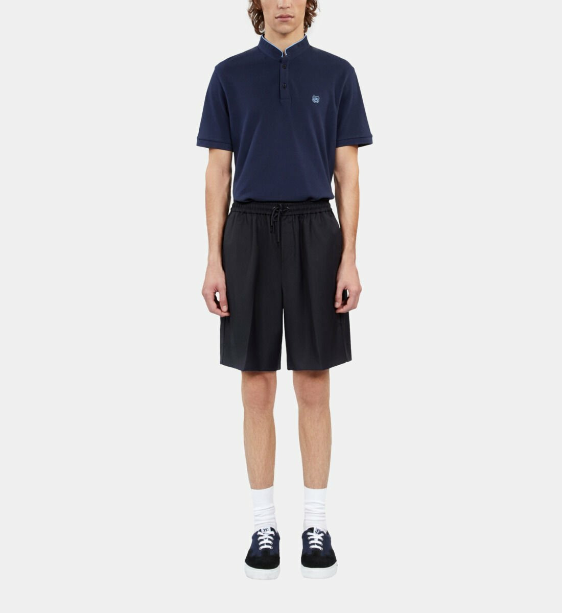 Bermuda Bleu Marine En Laine Homme