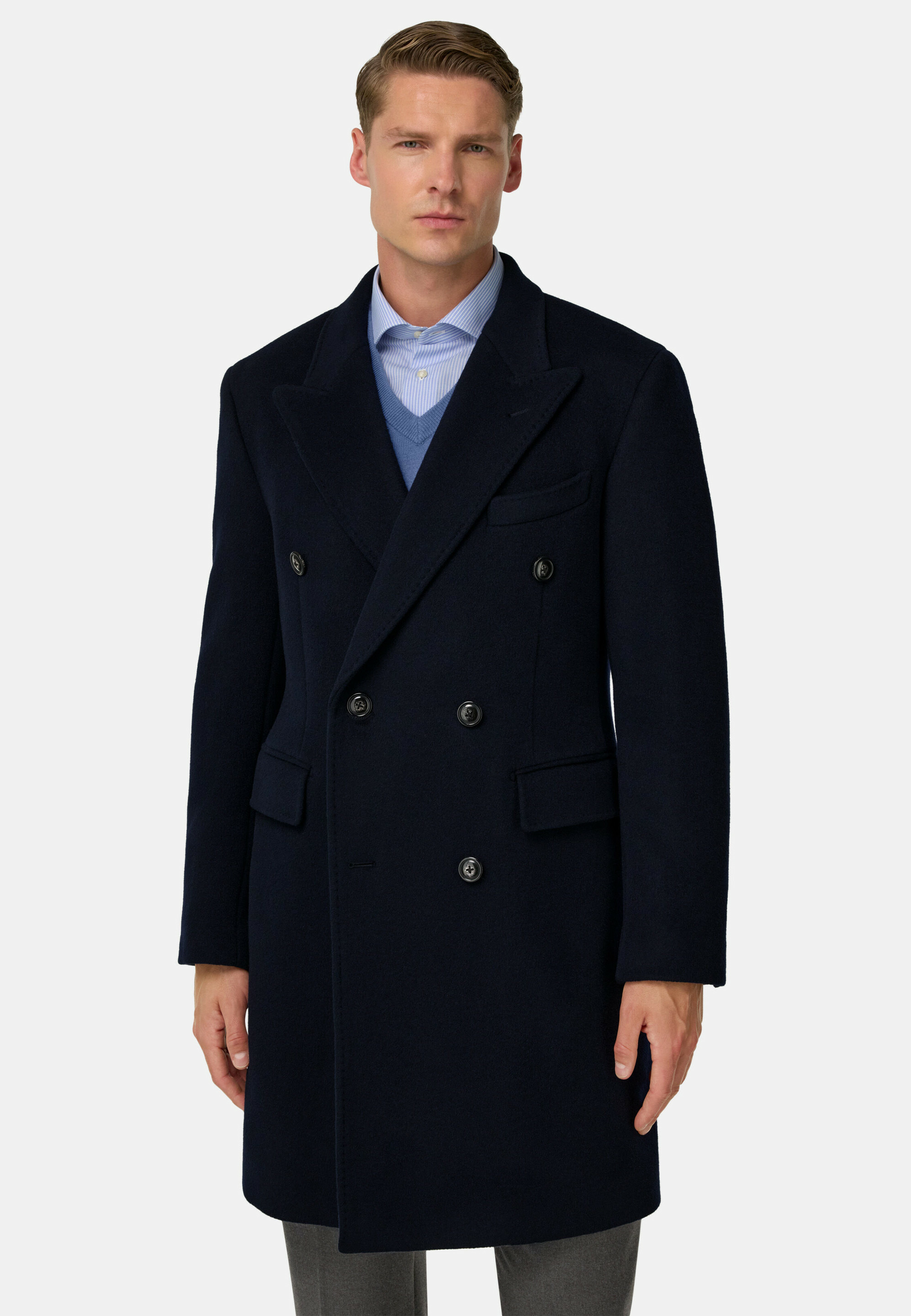 Manteau Croisé En Laine Mélangée