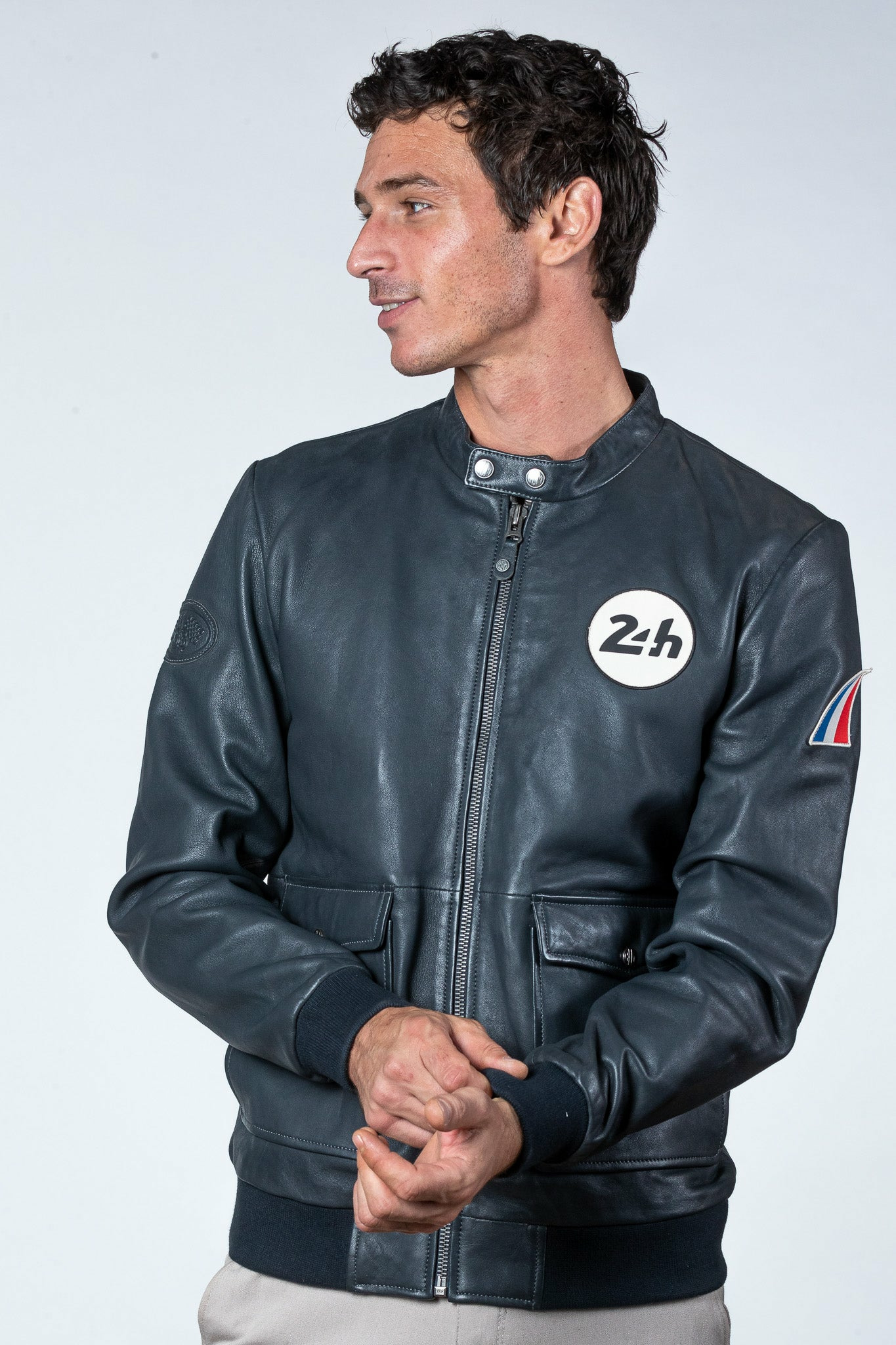 Blouson cuir 24H le mans Denis marine