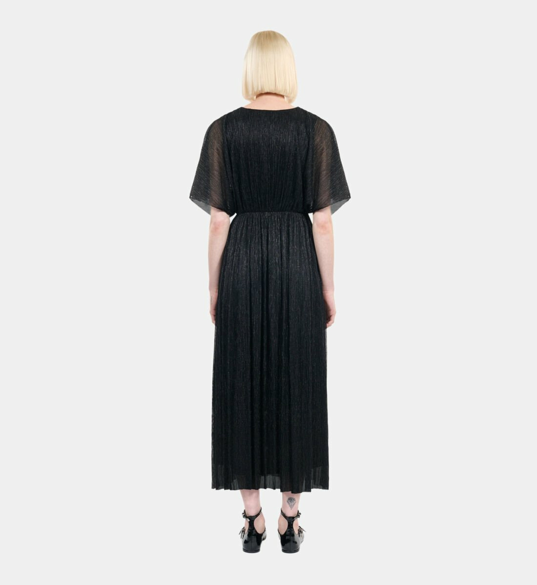 Robe Longue En Jersey Métallisé Noir Femme