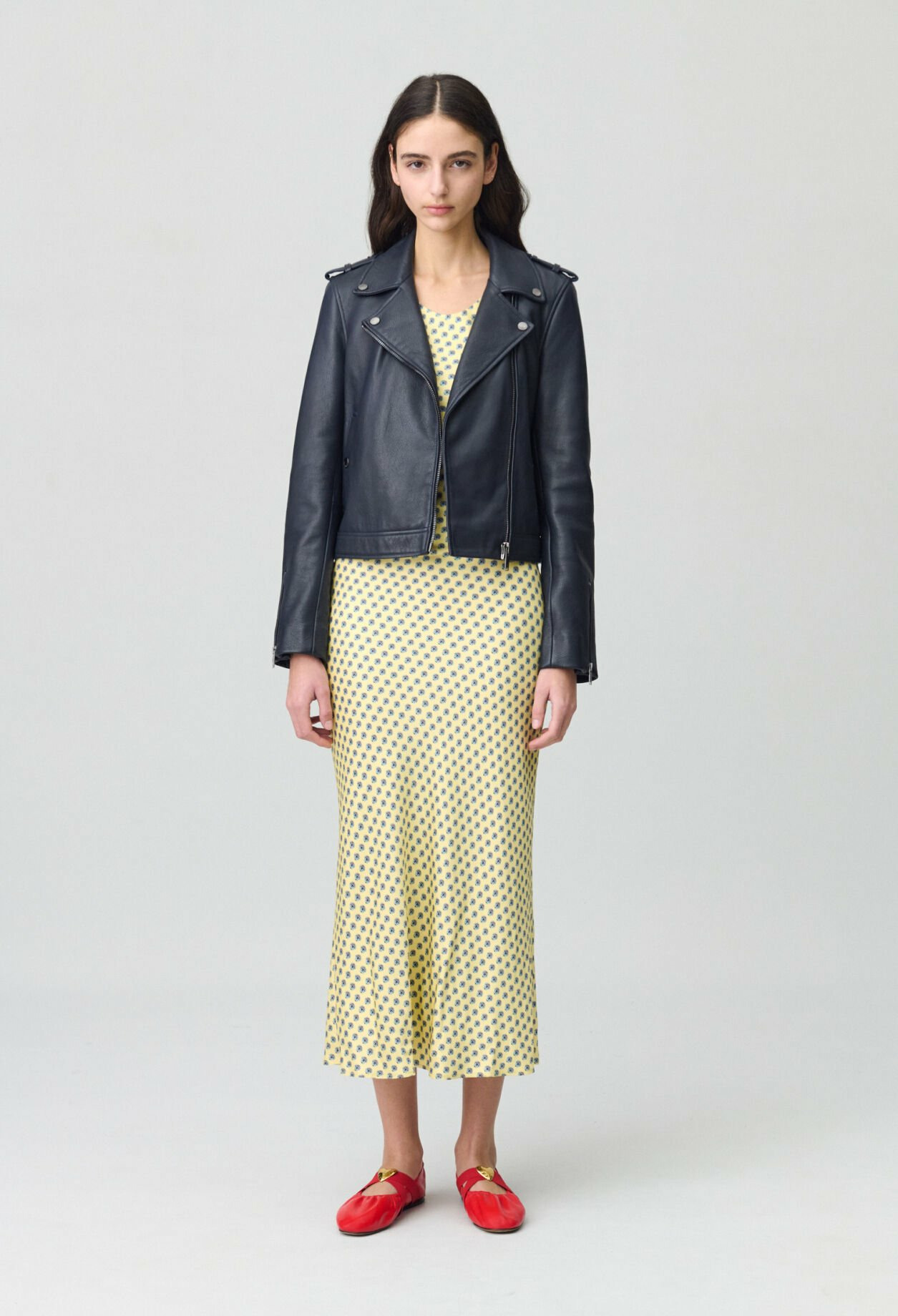 Veste cuir grainé noir