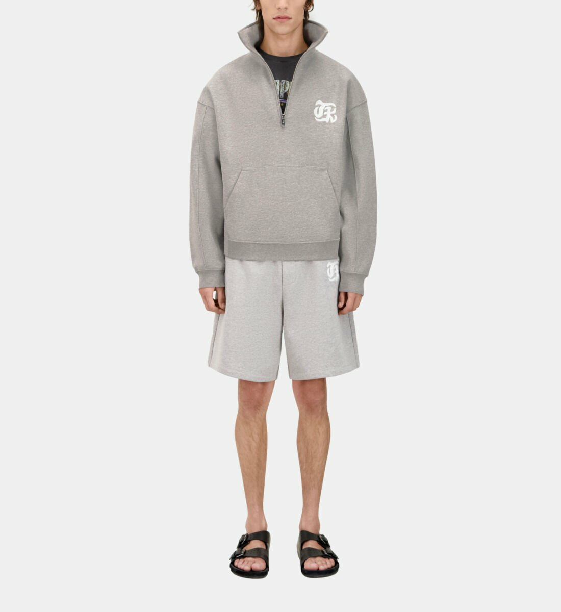 Sweatshirt Gris Avec Sérigraphie Blason Homme