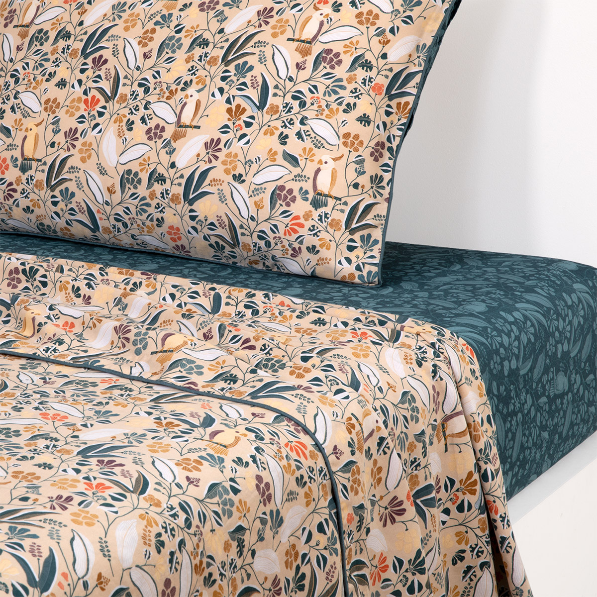 Olivier Desforges - Drap plat en satin de coton lavé multicouleurs, Belcanto