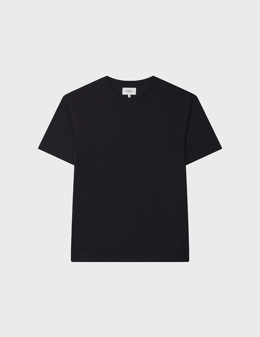 T-shirt col rond en coton uni marine