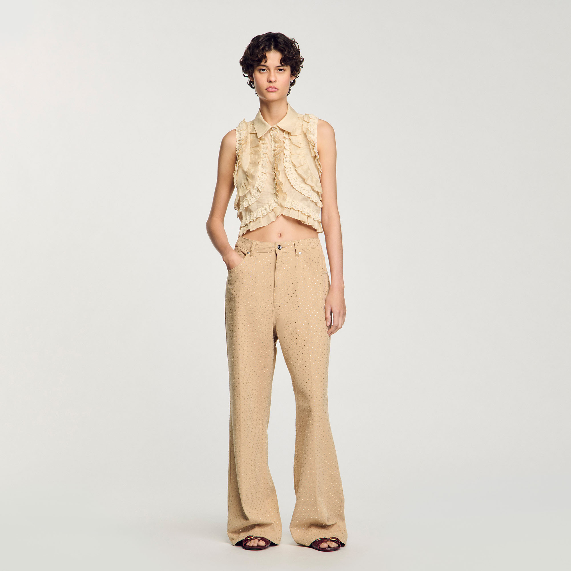 Chemise courte à volants