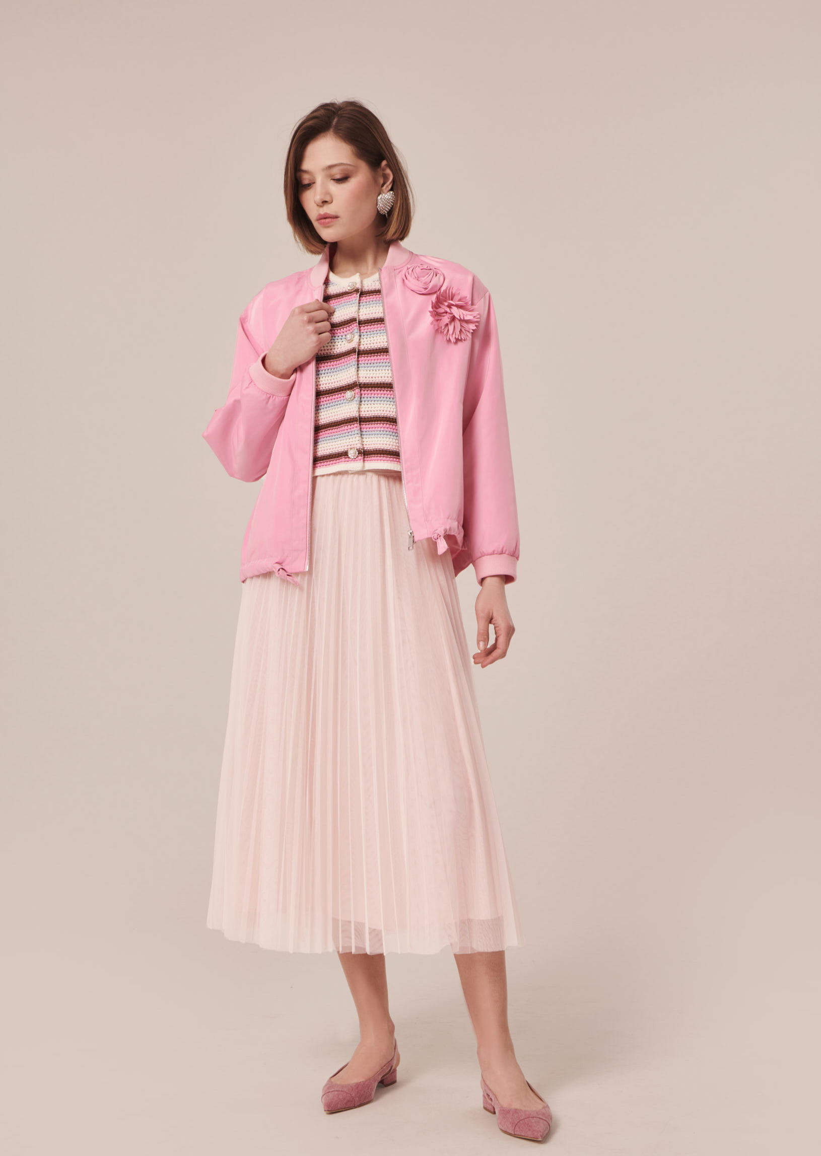 Jupe Juillet-Rose Pale en Polyester