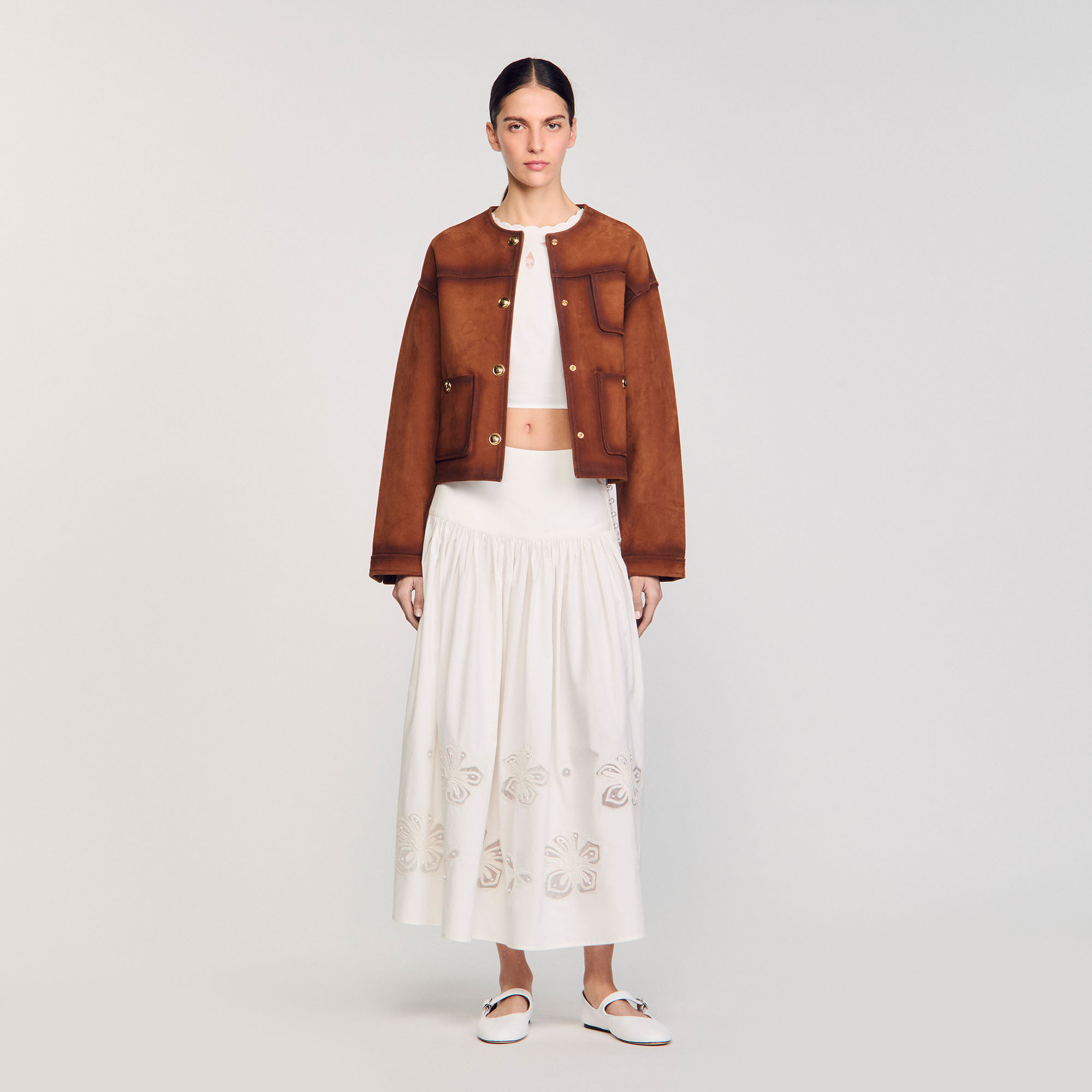 Jupe longue en popeline