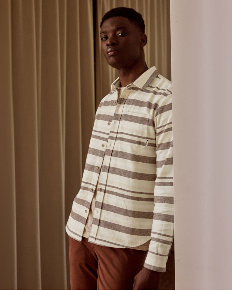 Chemise écrue & marron