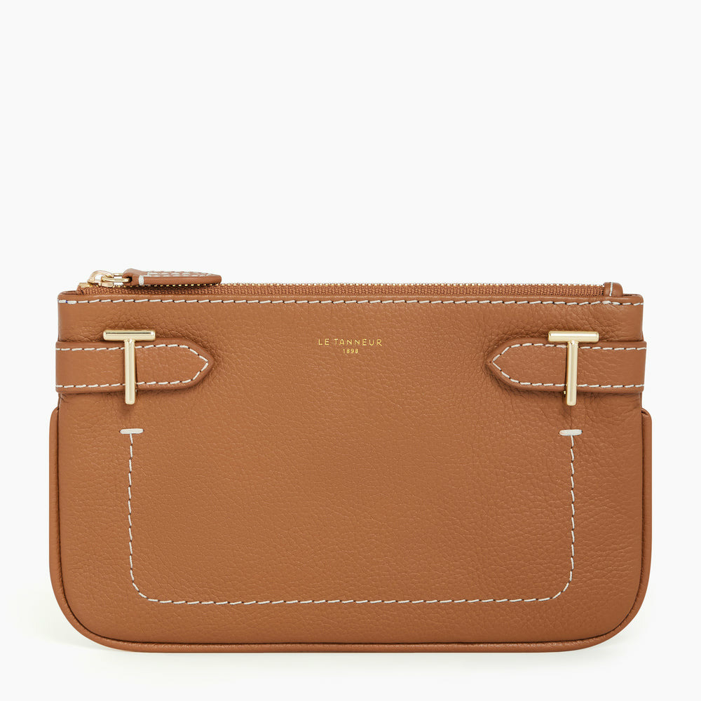 Pochette zippée Simone en cuir grainé