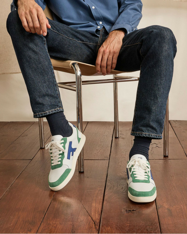 Baskets basses blanches & vertes