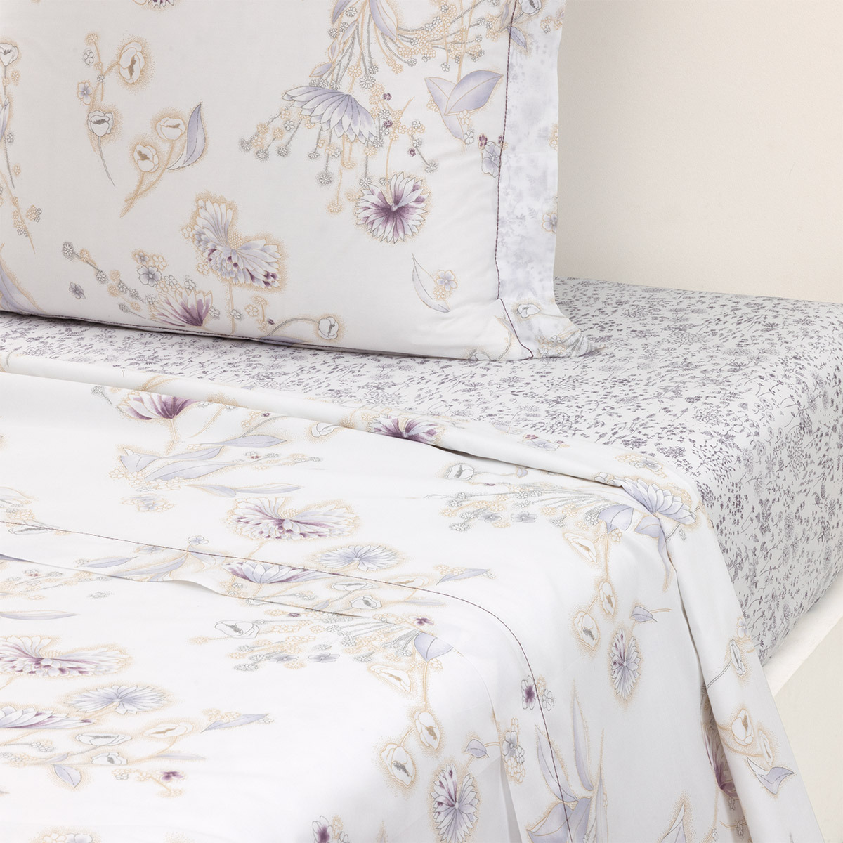 Yves Delorme - Drap plat en batiste de coton violet, Givre