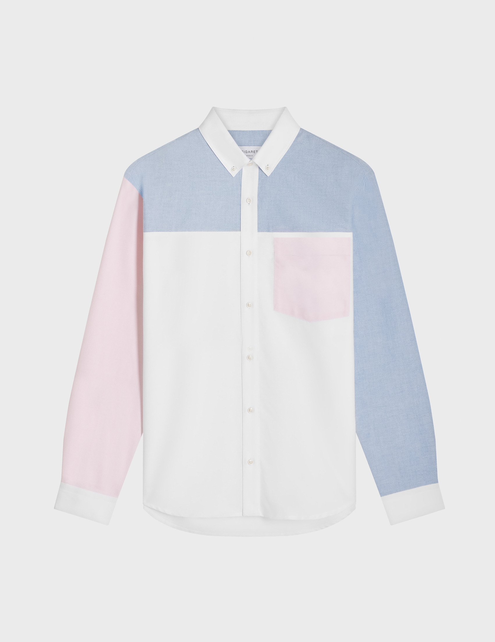 Fun shirt ambroise col américain avec poche poitrine à rabat en oxford gratté rose