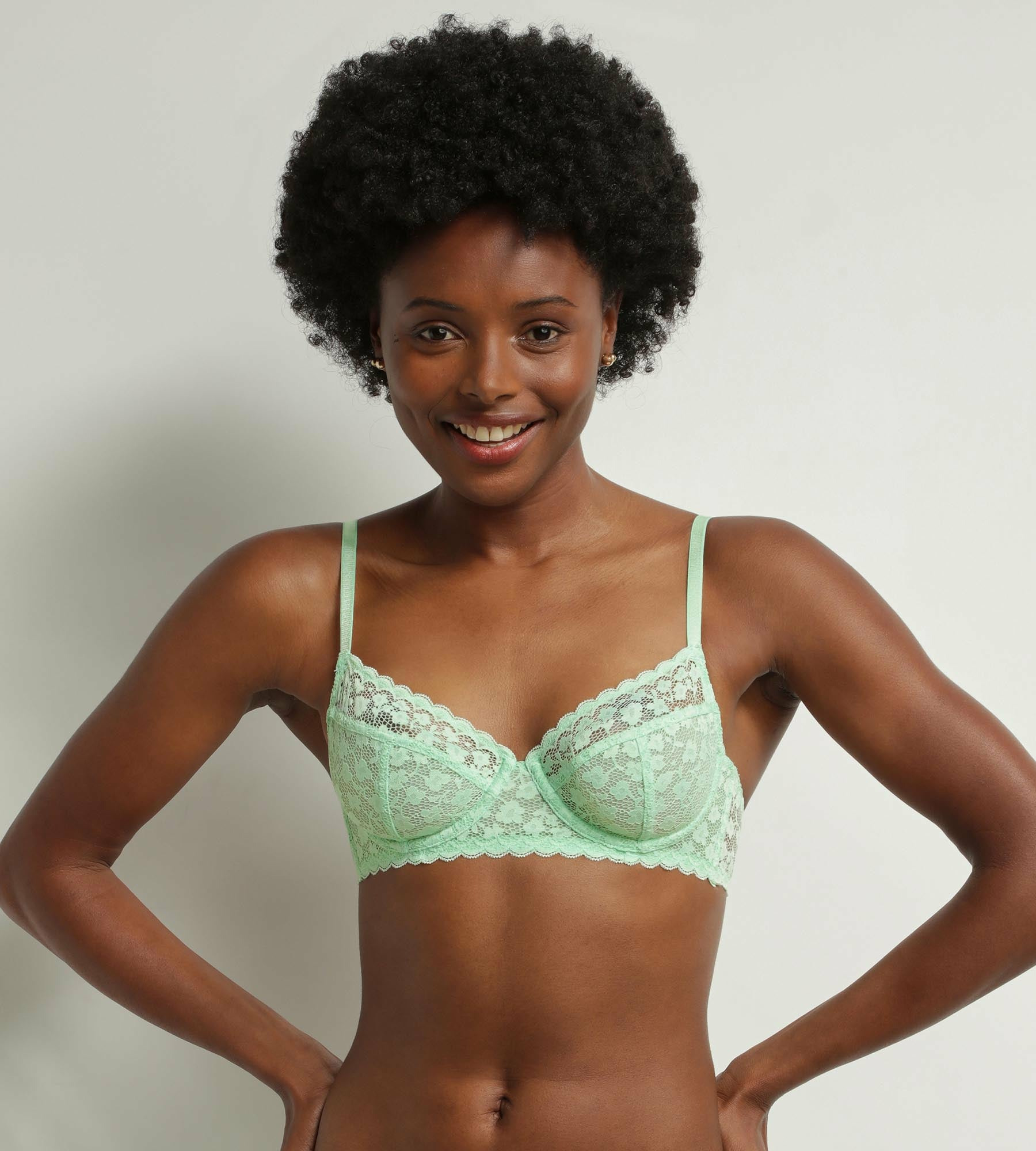 Soutien-gorge femme à armatures en dentelle florale Vert Daisy lace