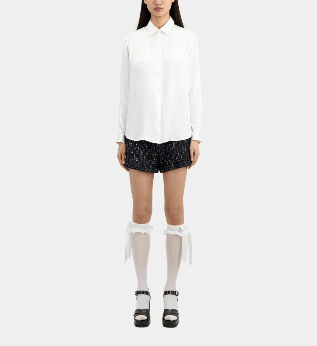 Chemise En Satin De Soie Manches Longues Femme