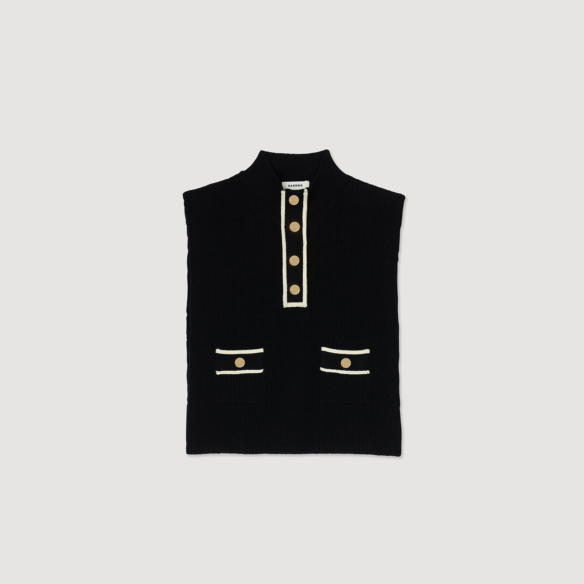 Veste en maille avec col bicolore