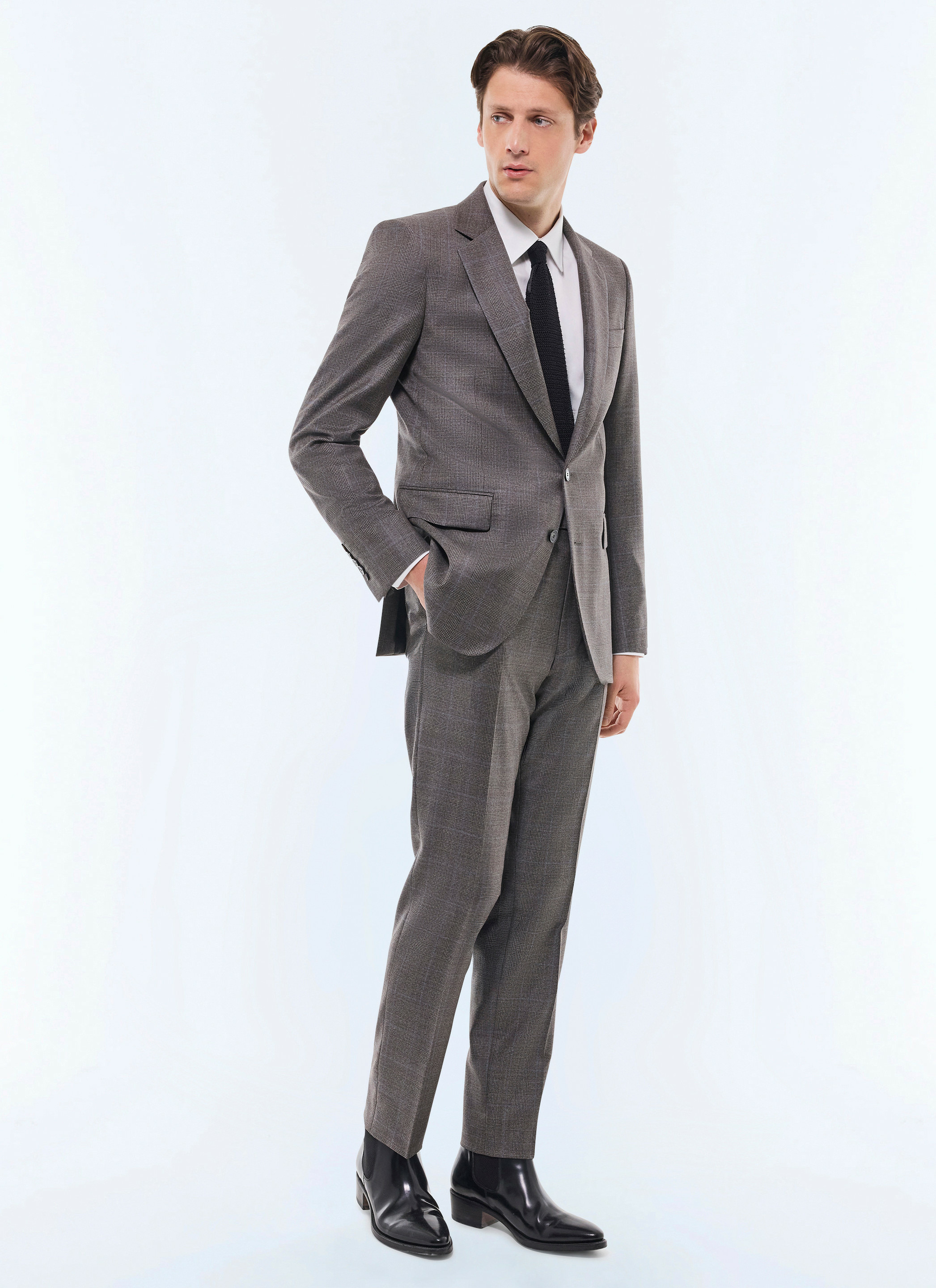 Costume ajusté en laine Prince de Galles