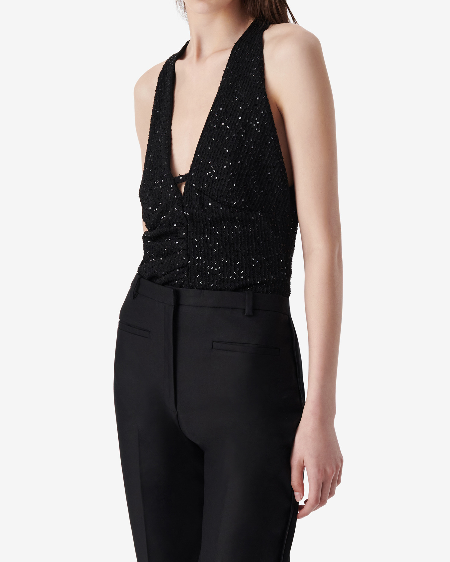 Top À Sequins Col V