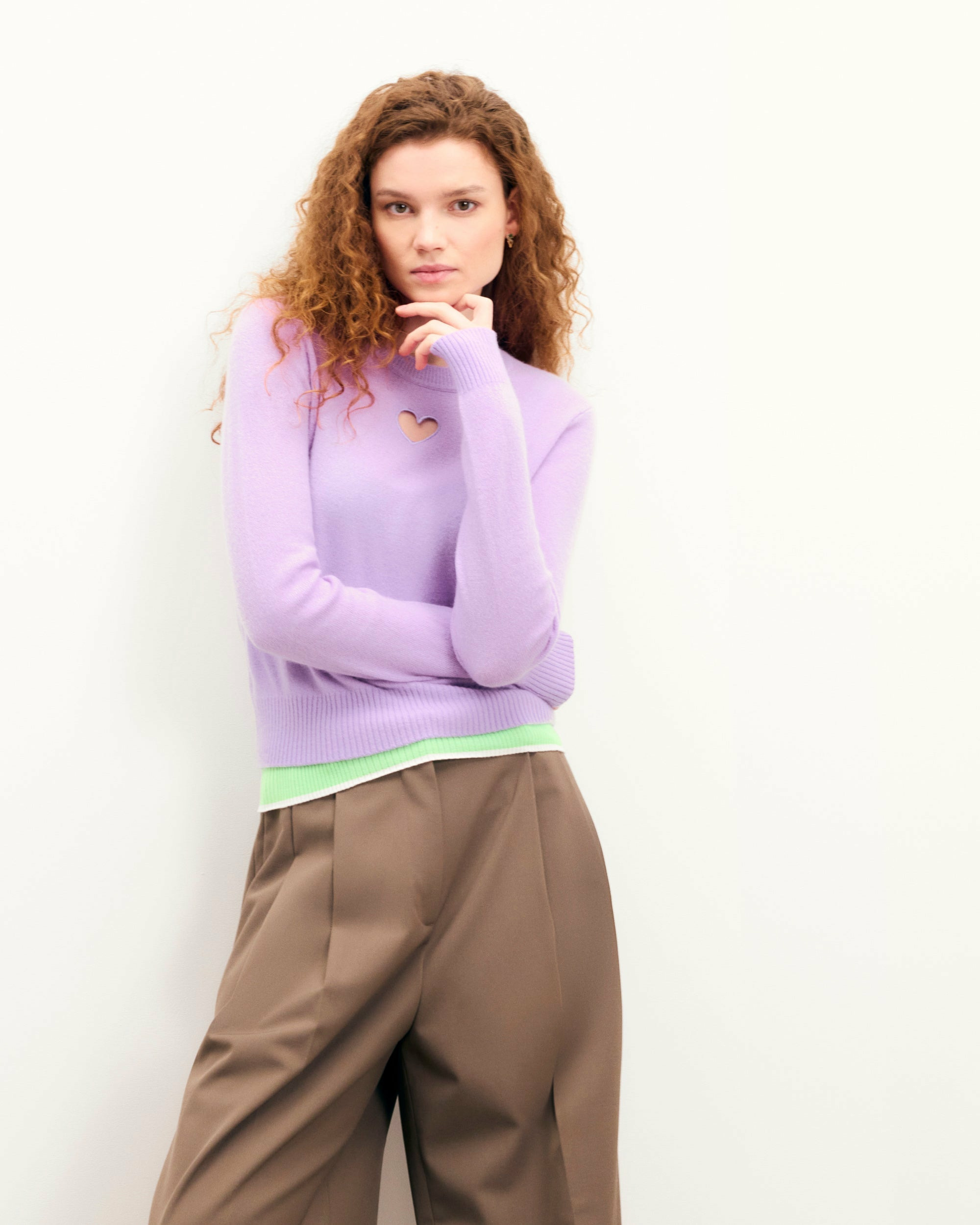 Pull Col Rond Cœur Ajouré