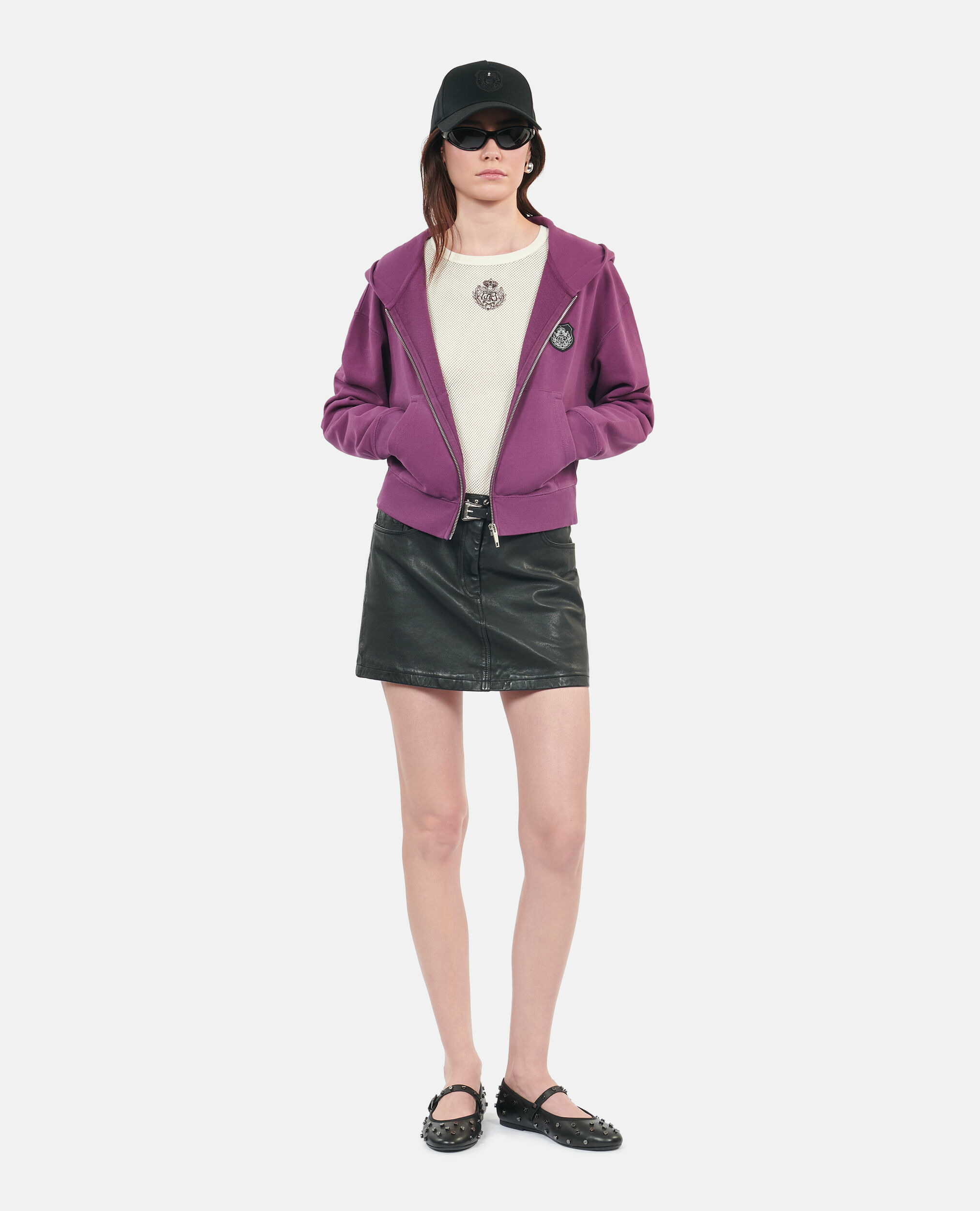 Sweatshirt À Capuche Blason Violet Femme