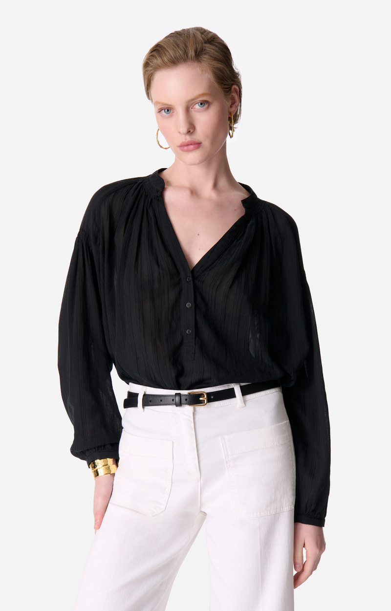 BLOUSE COL V JACQAURD BRODE NIPOA