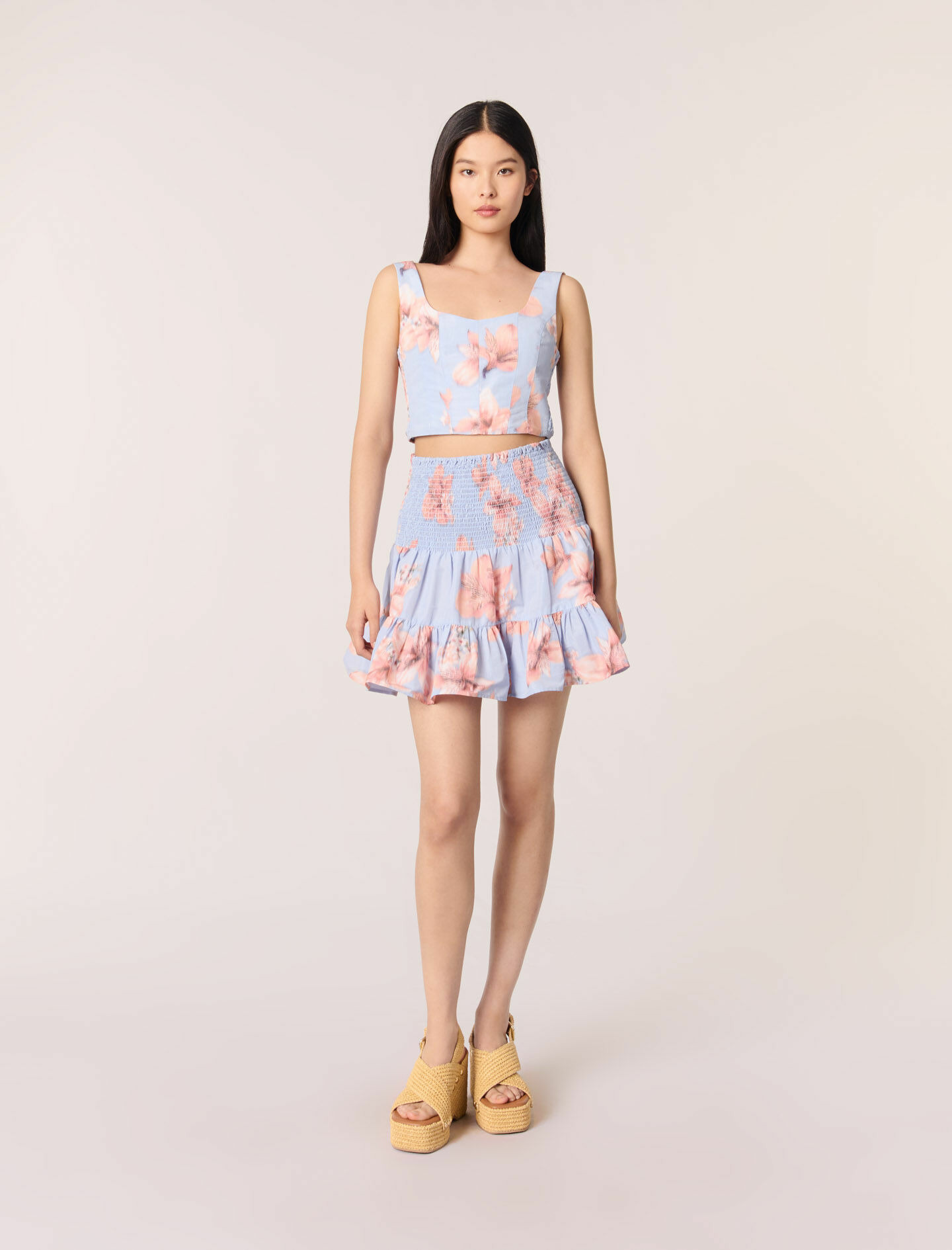 Jupe évasée en taffetas imprimé