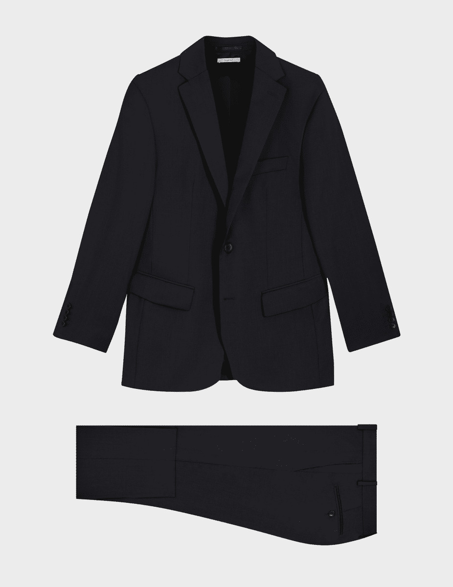 Pantalon de costume Fabrice en twill de laine gris foncé