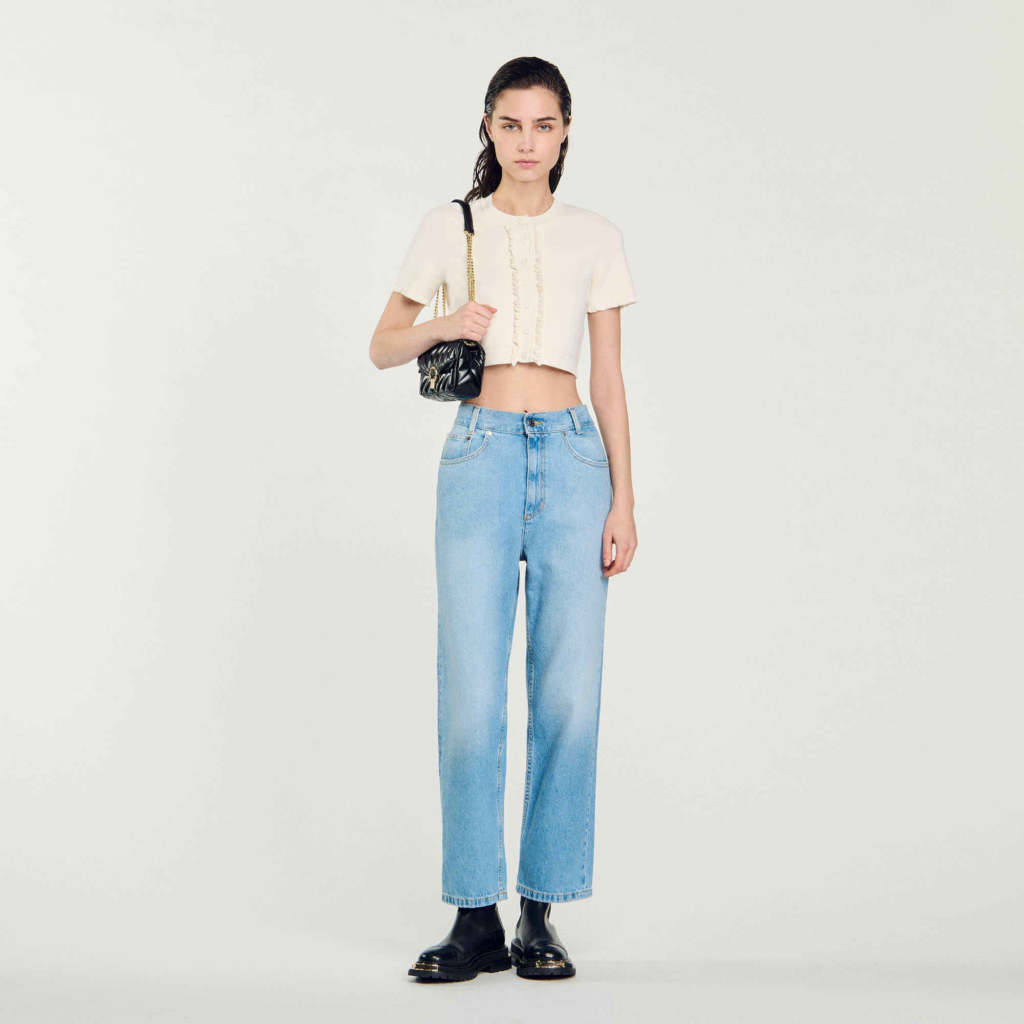 Cardigan court à volants