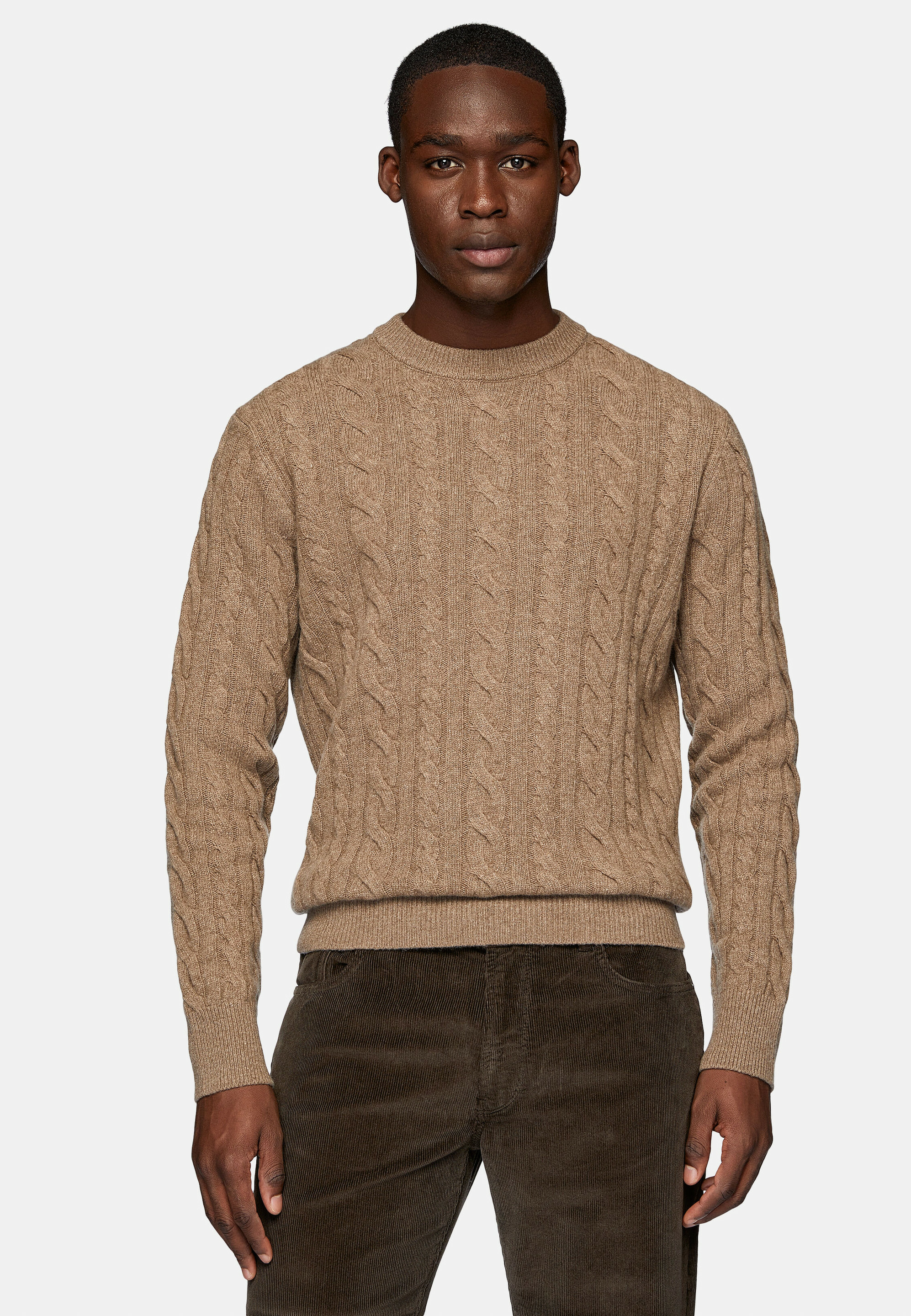 Pull Taupe À Col Rond En Laine