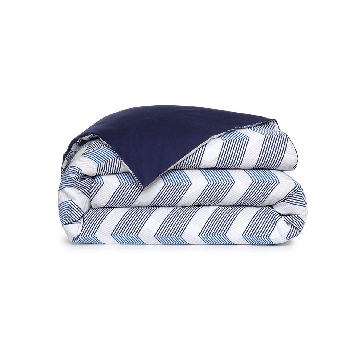 Lacoste - Housse de couette en satin de coton bleu, L Weave