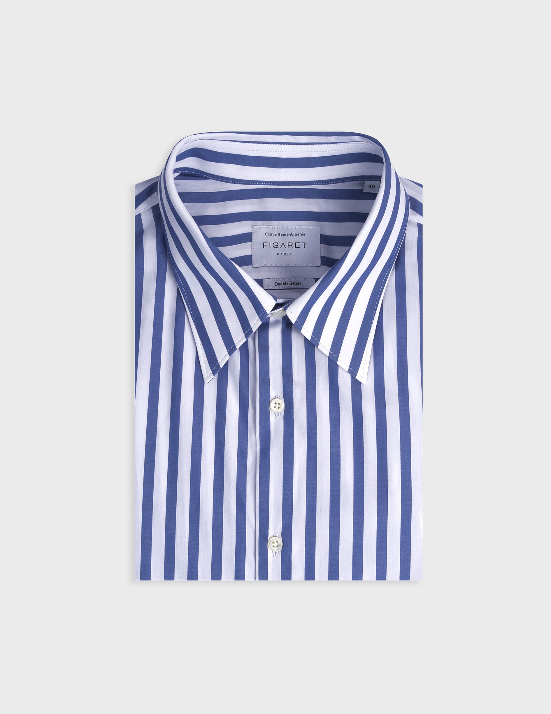 Chemise semi-ajustée rayée bleue