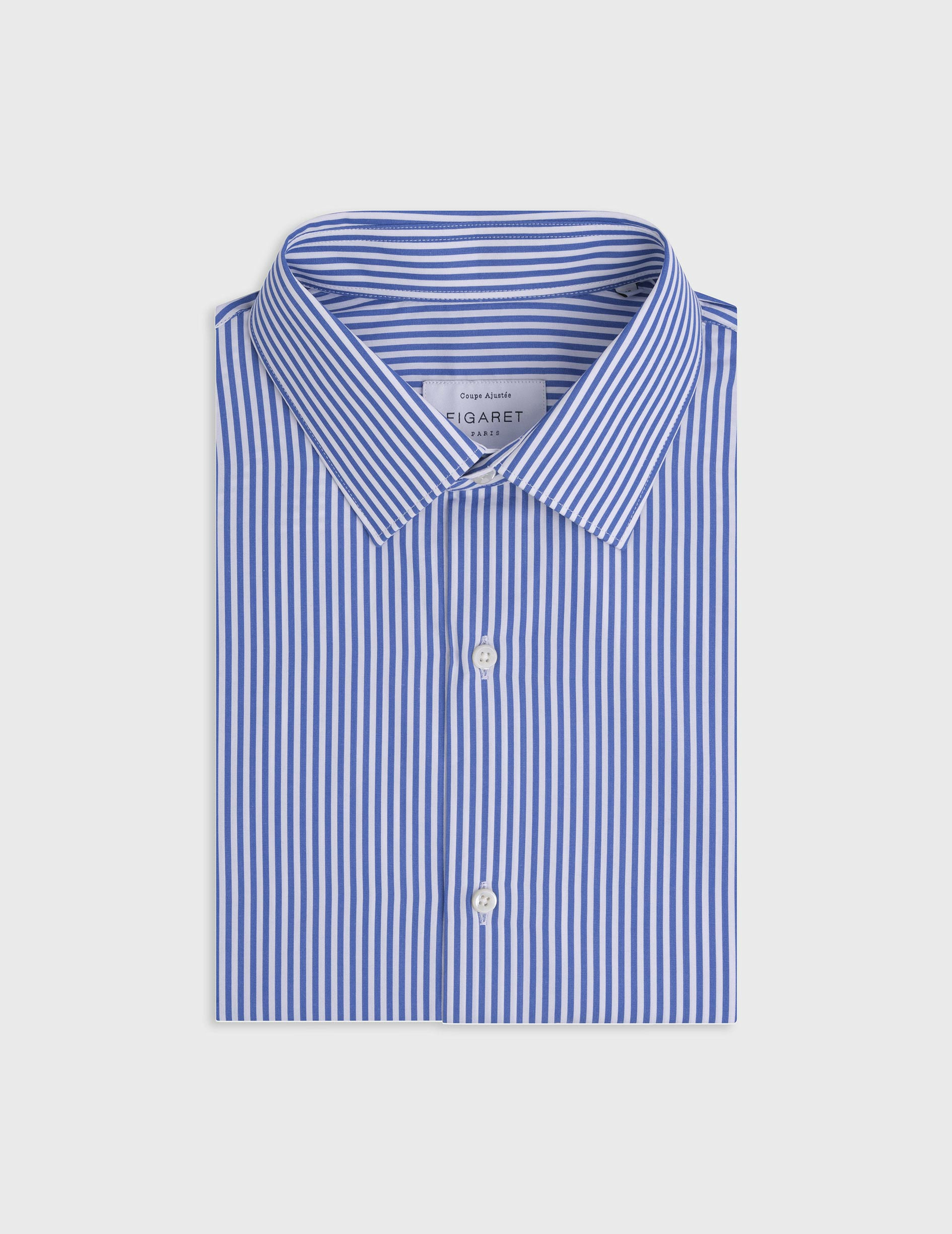 Chemise ajustée rayée bleue