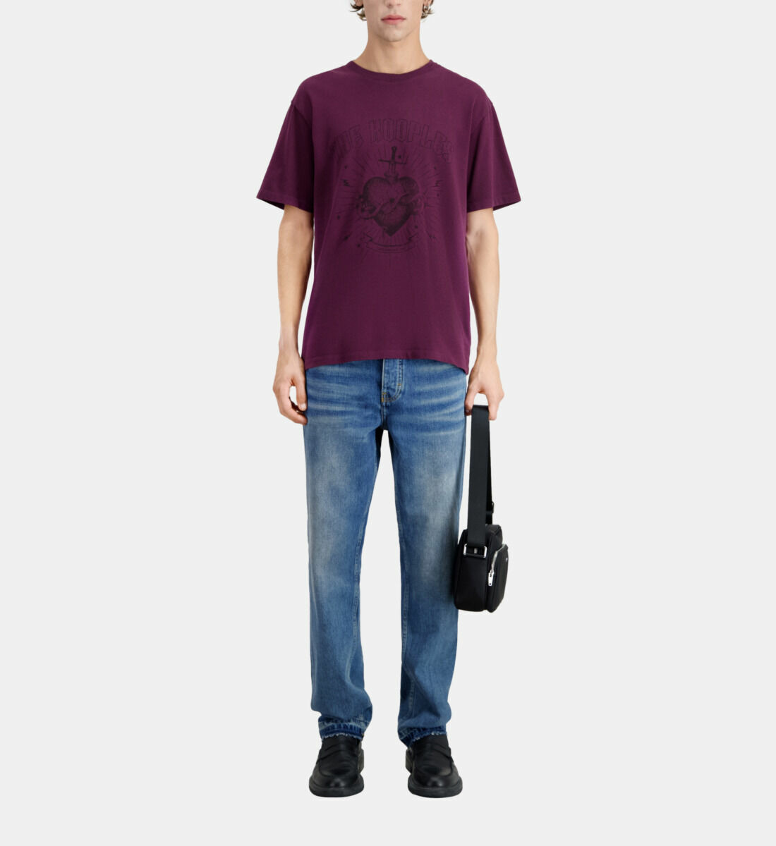 T-Shirt Bordeaux Avec Sérigraphie Dagger Through Heart Homme