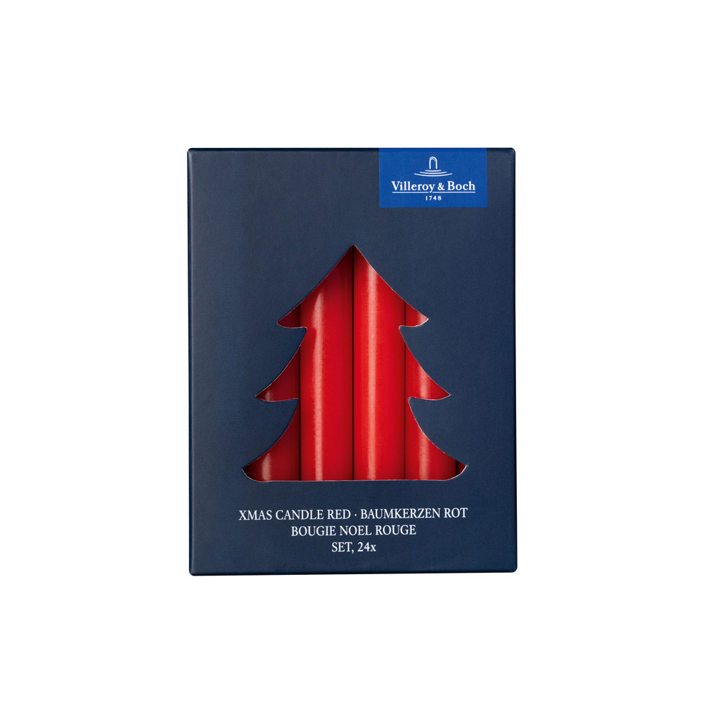 Essential -bougie pour sapin de Noël, 2x2x10 cm, 24 pièces, rouge