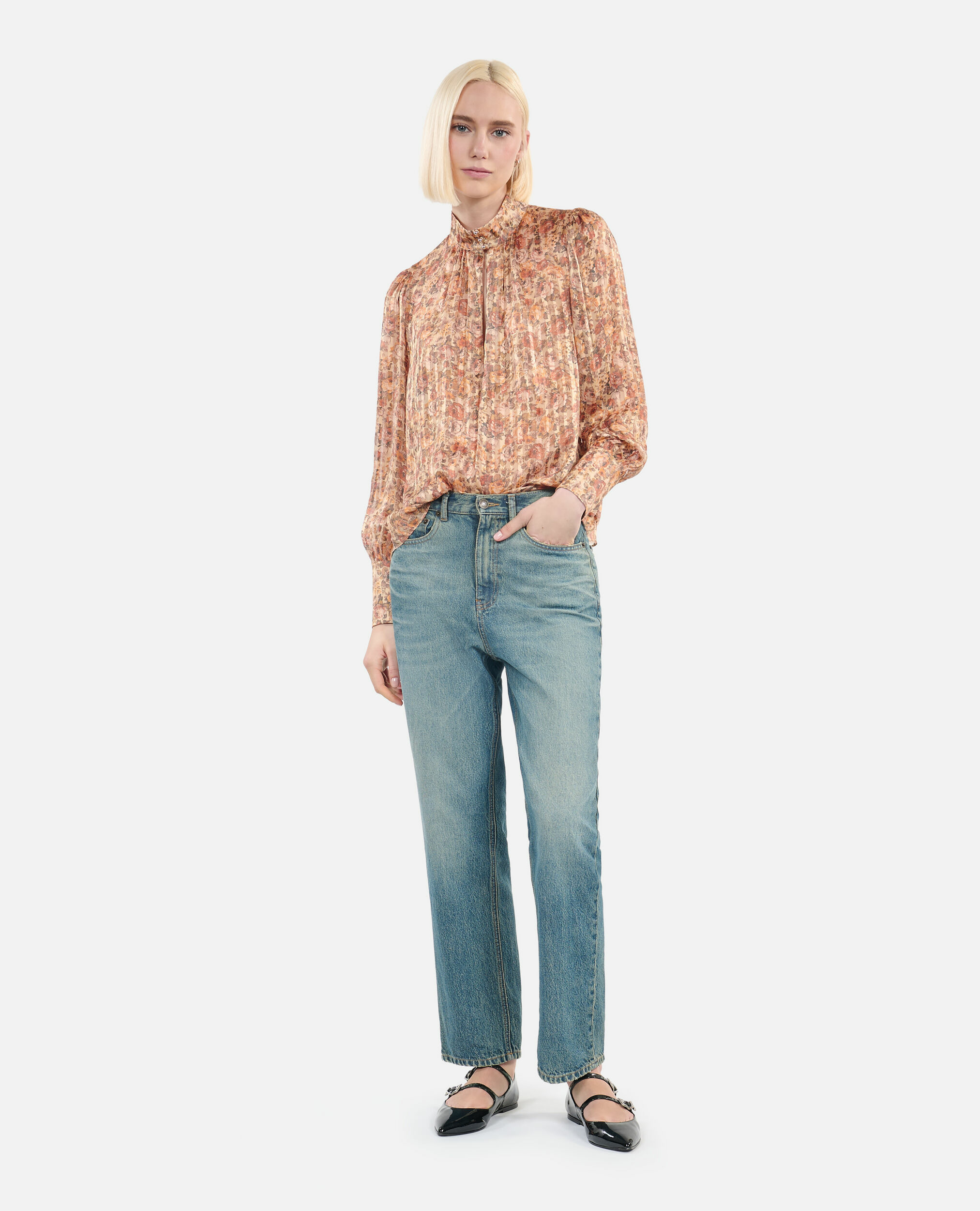 Top En Soie Imprimé Fleuri Femme