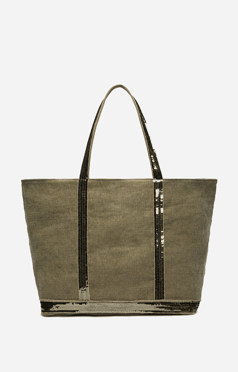 Cabas L Zippé Porté Epaule Lin et Paillettes Made In France