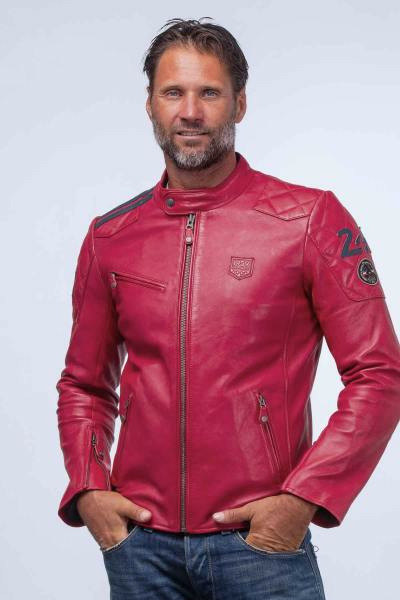 Blouson cuir 24 H Le Mans Duff4 racing red
