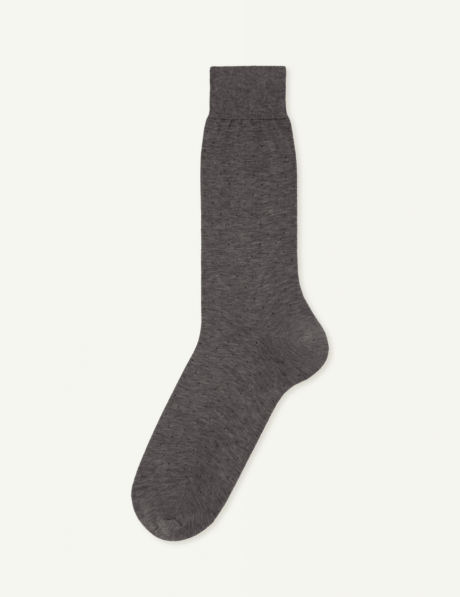 Chaussettes courtes à pois en fil d'Ecosse gris