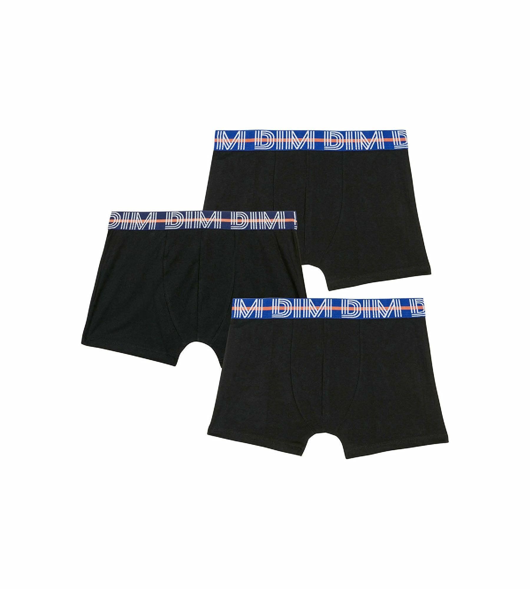 Lot de 3 boxers garçon coton stretch ceinture contrastée Noir EcoDim
