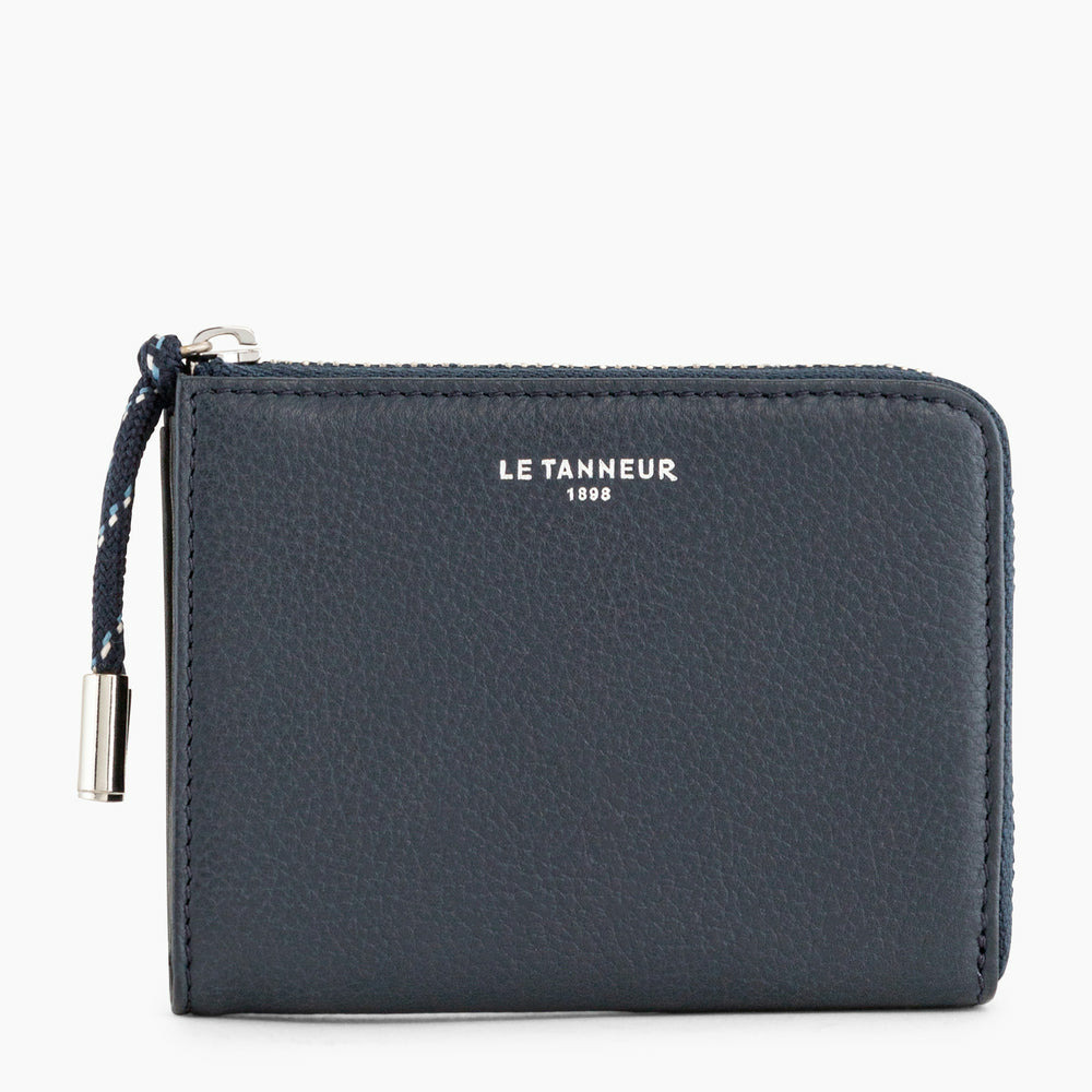 Porte monnaie zip en L Nathan en cuir grainé