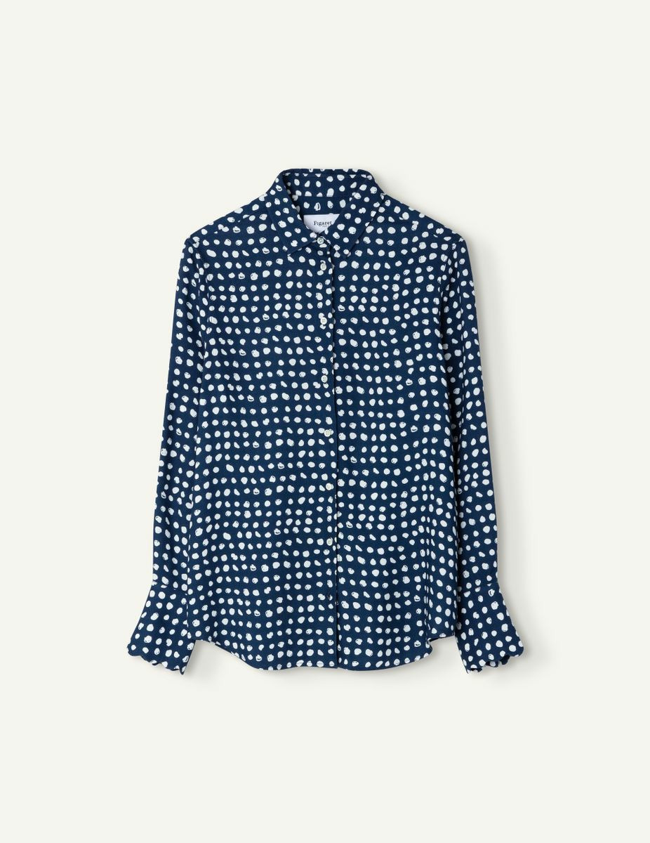 Chemise Marina en viscose marine à pois