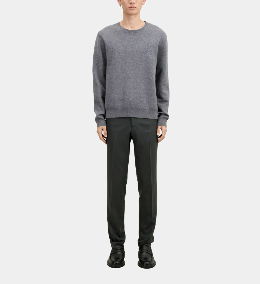 Pull Col Rond Broderie Poitrine Homme