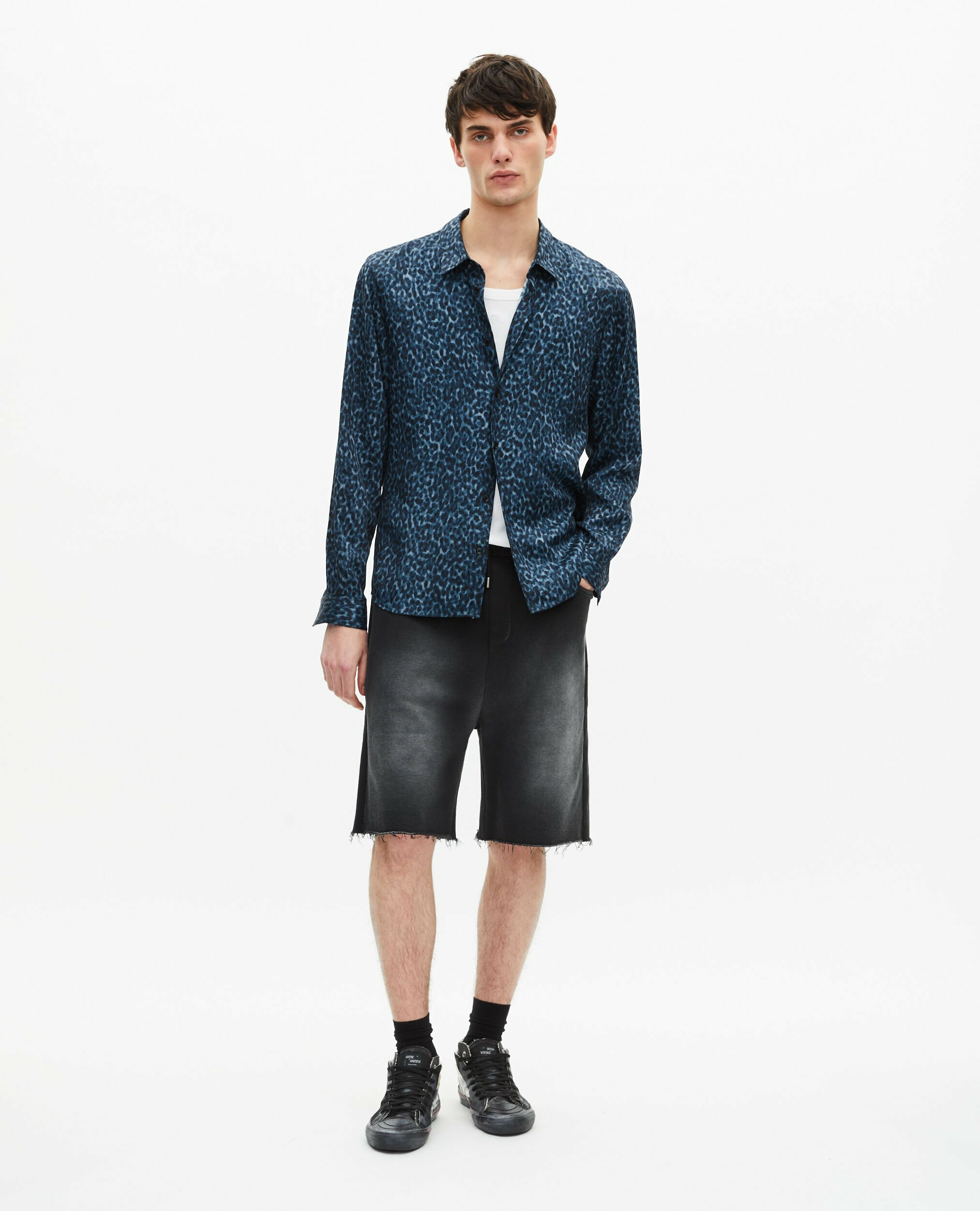 Chemise Imprimé Léopard En Soie Mélangée Homme