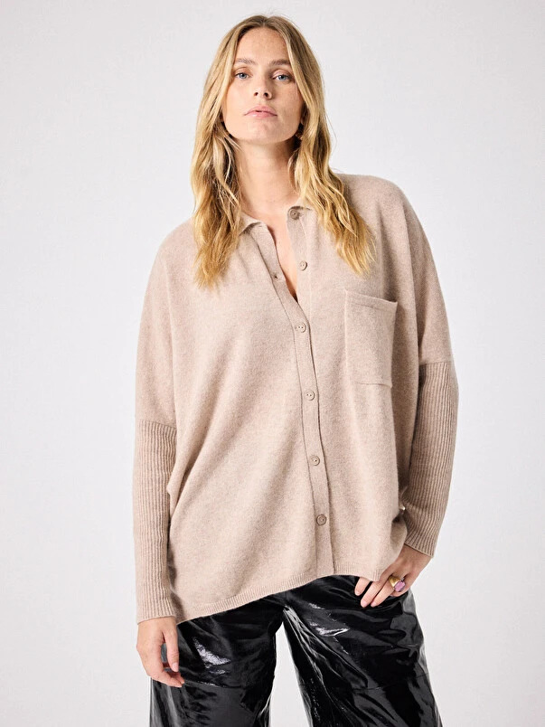 Pull poncho chemise Andrea TERRE FUMEE