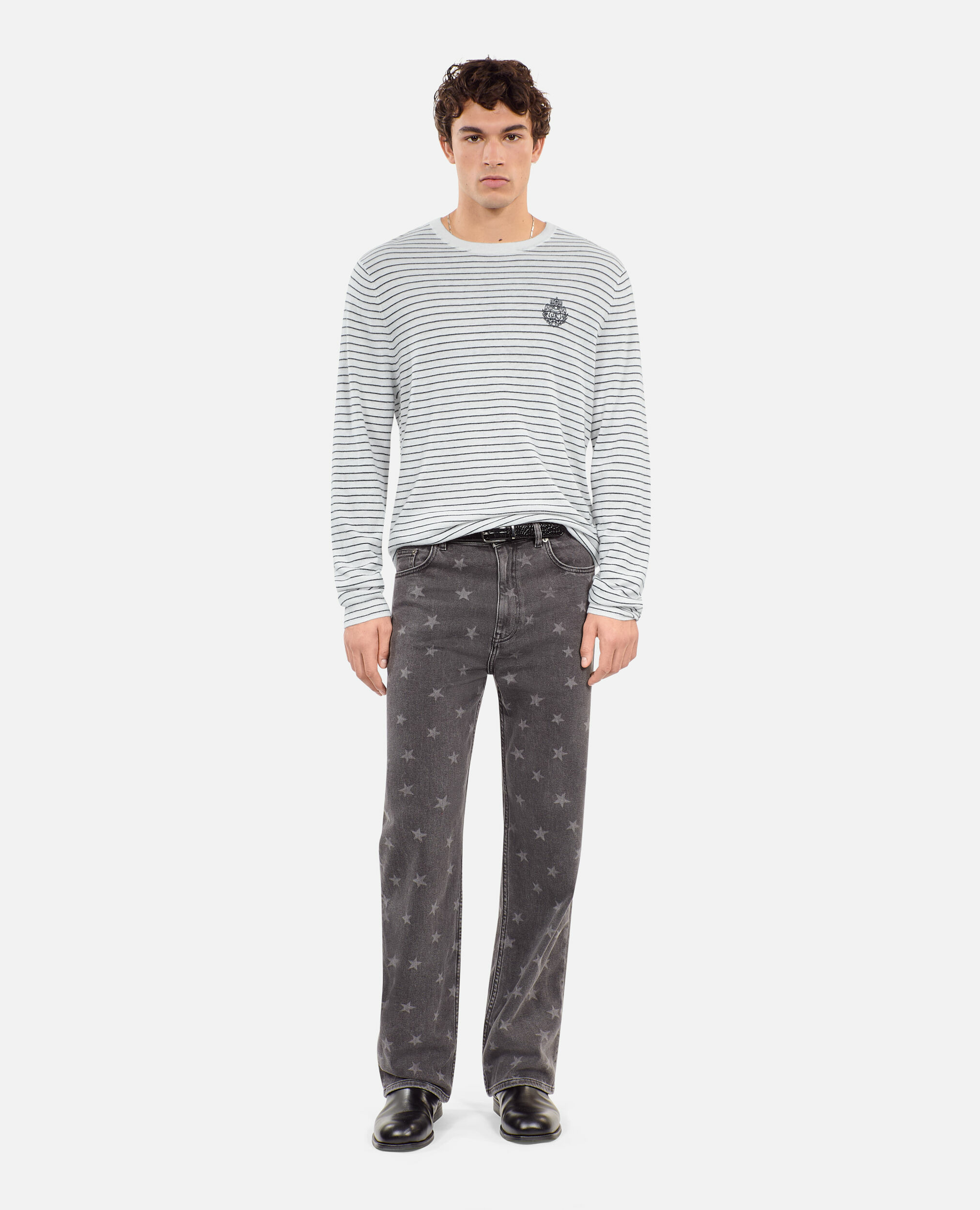 Pull Blason À Rayures En Laine Et Cachemire Homme