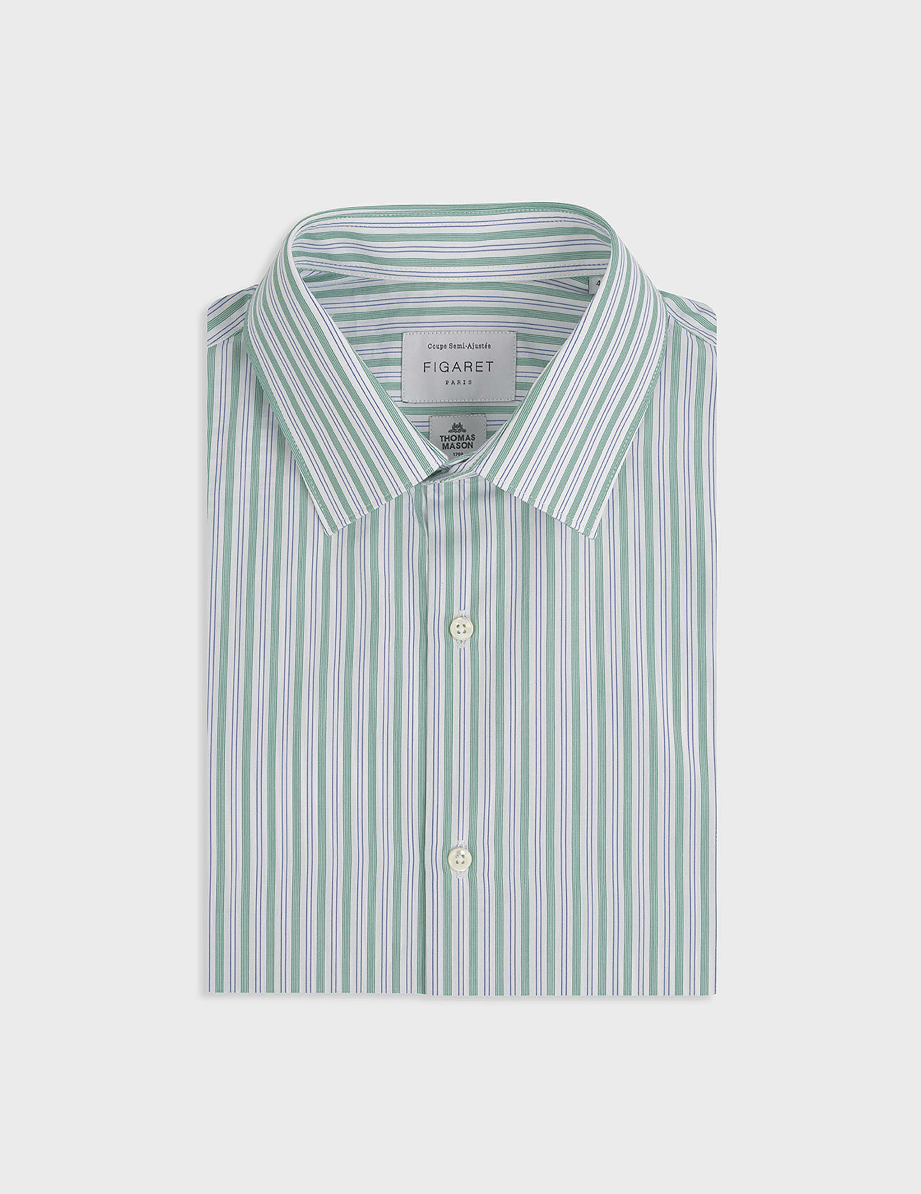 Chemise semi-ajustée rayée verte